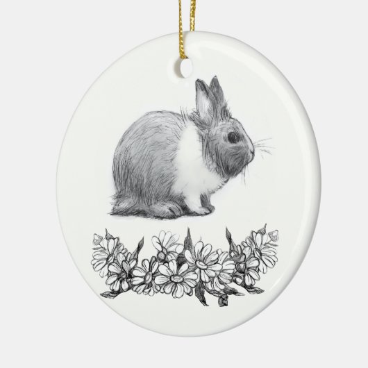 Fühl das Kaninchen. Stift zeichnend einfarbig Keramik Ornament (Links)
