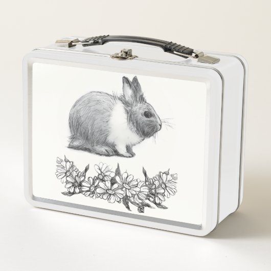 Fühl das Kaninchen. Stift zeichnend einfarbig Metall Brotdose (Vorderseite)