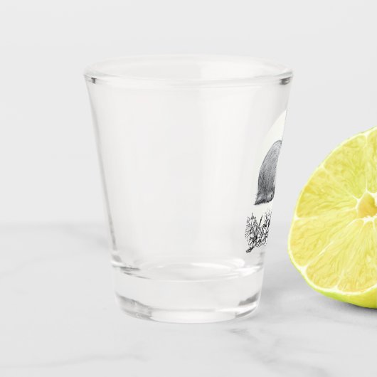 Fühl das Kaninchen. Stift zeichnend einfarbig Schnapsglas (Links)