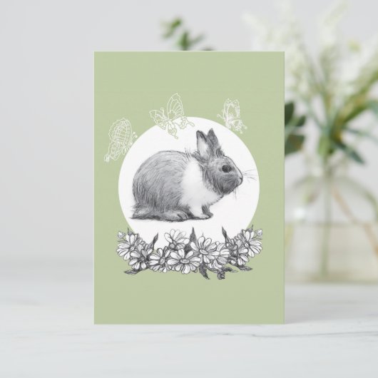 Fühl das Kaninchen. Zeichnend Stift Dankeskarte (Stehend Vorderseite)