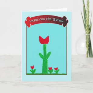 Fühl dich besser - Rote Blumen Karte