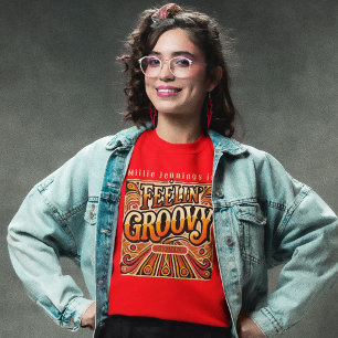 Fühl Dich Groovy Personalisiertes Retro 70er Vinta T-Shirt