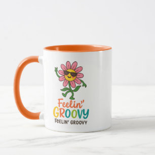 Fühl dich groovy Retro-Blumen-Kombitasse Tasse