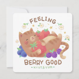 Fühl dich gut mit Beeren: Süße Katze mit Beeren Feiertagskarte