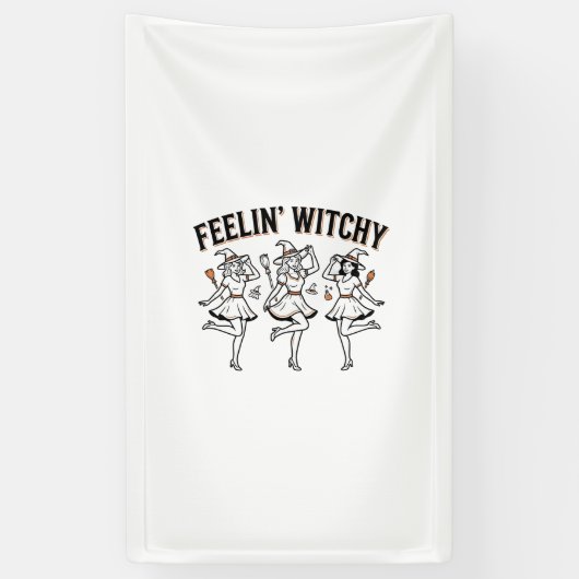 Fühl dich verhext Retro Halloween Hexen Banner (Vertikal)