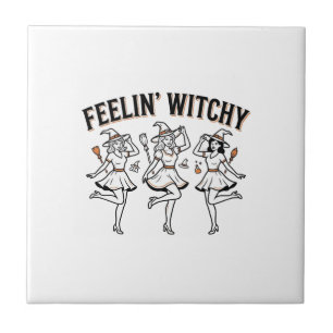 Fühl dich verhext Retro Halloween Hexen Fliese