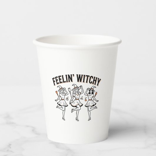 Fühl dich verhext Retro Halloween Hexen Pappbecher (Vorderseite)