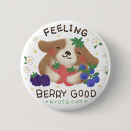 Fühl dich wohl mit Beeren: Süßer Hund mit Beeren Button