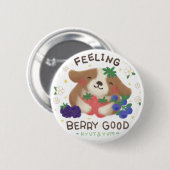 Fühl dich wohl mit Beeren: Süßer Hund mit Beeren Button (Vorne & Hinten)