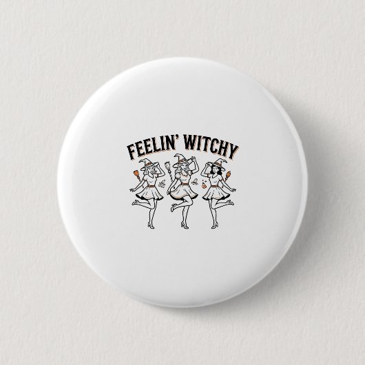 Fühl mich verhext Retro Halloween Hexen Button (Vorderseite)