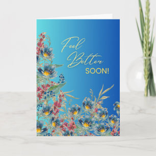 Fühle Dich Bald Wieder Besser – Elegante Blaue Aqu Karte