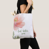 Fühle dich besser Ziemlich große Pfirsich-Aquarell Tasche (Von Nahem)