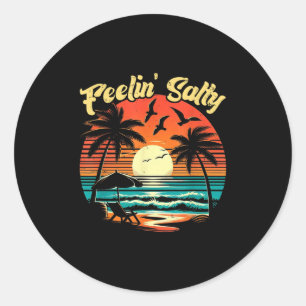 Fühle salzig Strand Sommer Urlaub Vintage 70er Ret Runder Aufkleber