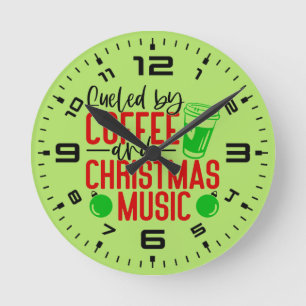 Fühlen sich von Kaffee und Weihnachtsmusik Runde Wanduhr