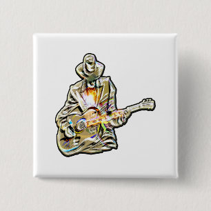 Fühlen Sie die Blues - Künstlerisches Gitarrendesi Button