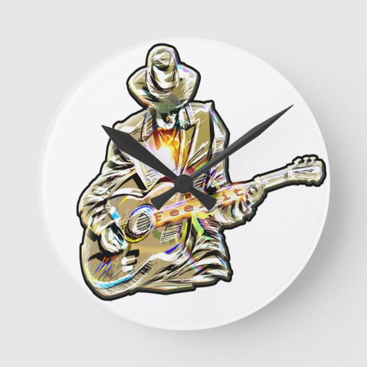 Fühlen Sie die Blues - Künstlerisches Gitarrendesi Runde Wanduhr (Vorderseite)