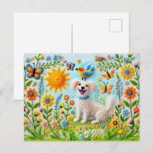 Fühlen Sie Hund mit Schmetterlingen im Garten Postkarte (Vorne/Hinten)