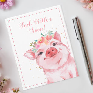 Fühlen Sie sich bald besser Niedlichen Schweinefle Karte