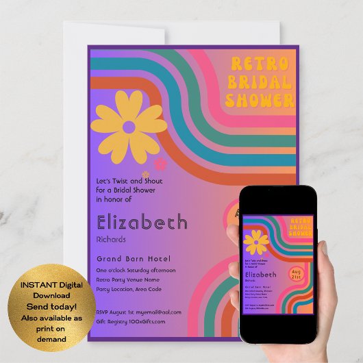 Fühlen Sie sich besiegt! Kosmisches Retro-70er-Bra Einladung