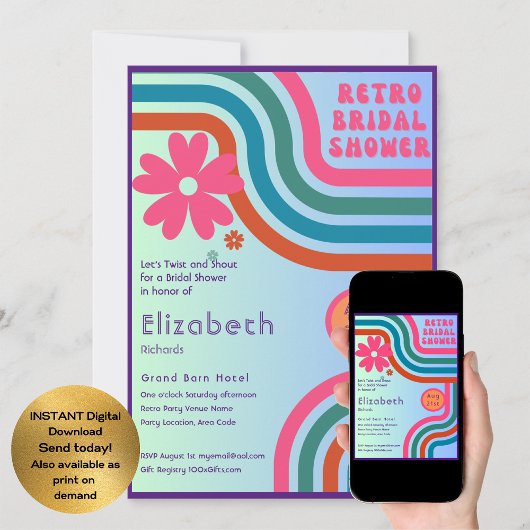 Fühlen Sie sich besiegt! Kosmisches Retro-70er-Bra Einladung