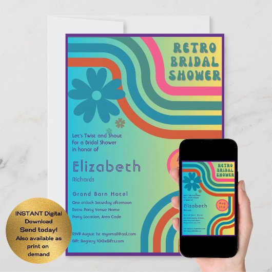 Fühlen Sie sich besiegt! Kosmisches Retro-70er-Bra Einladung