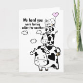 Fühlen Sie sich besser bald lustige Kuh Themed Karte (Vorderseite)