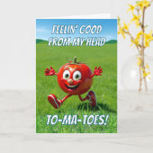 Fühlen Sie sich besser bald Tomato Pun Cartoon Karte (Gelbe Blume)