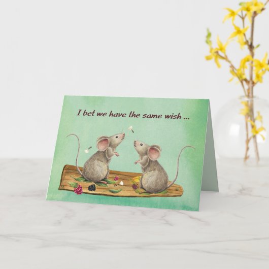 Fühlen Sie sich besser zwei Mäuse am Holzprotokoll Karte (Gelbe Blume)