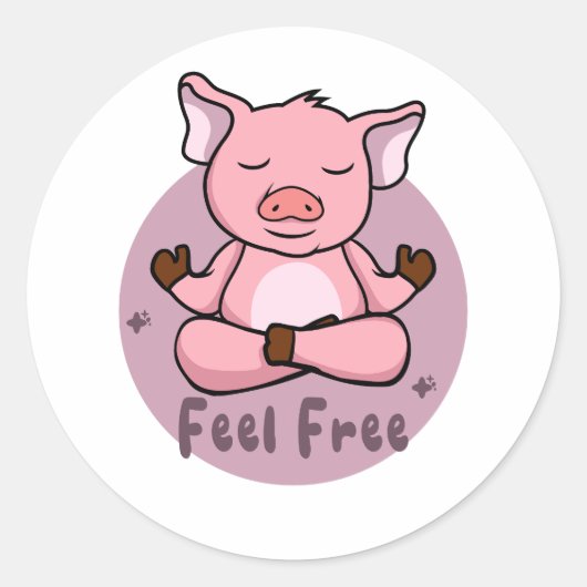 Fühlen Sie sich frei Kawaii niedlich rosa Schwein  Runder Aufkleber (Vorderseite)