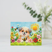 Fühlen Sie sich in einem blühenden Garten mit Bien Postkarte (Stehend Vorderseite)