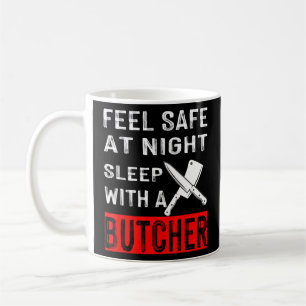 Fühlen Sie sich mit einem Metzger beim Nachtschlaf Kaffeetasse