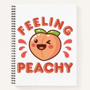 Fühlt sich nach Pfirsich-Frucht-glücklichem Kawaii Notizblock