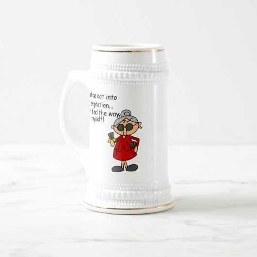 Führe mich nicht in Versuchung Spaß Bierglas (Vorderseite Links)