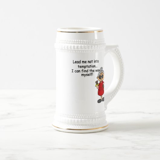 Führe mich nicht in Versuchung Spaß Bierglas (VorderseiteRechts)
