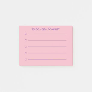 Führen Sie eine Liste mit kleinen rosa Markierung Post-it Klebezettel