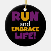 Führen Sie Embrace Life Lila Gelb aus Keramikornament (Vorne)