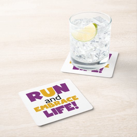 Führen Sie Embrace Life Lila Gelb aus Rechteckiger Pappuntersetzer (Vor Ort)