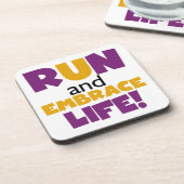 Führen Sie Embrace Life Lila Gelb aus Untersetzer (Linke Seite)