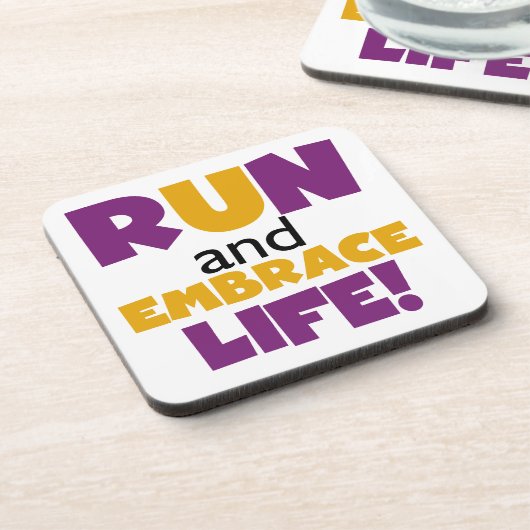 Führen Sie Embrace Life Lila Gelb aus Untersetzer (Linke Seite)