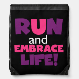 Führen Sie Embrace Life Lila Pink aus Turnbeutel