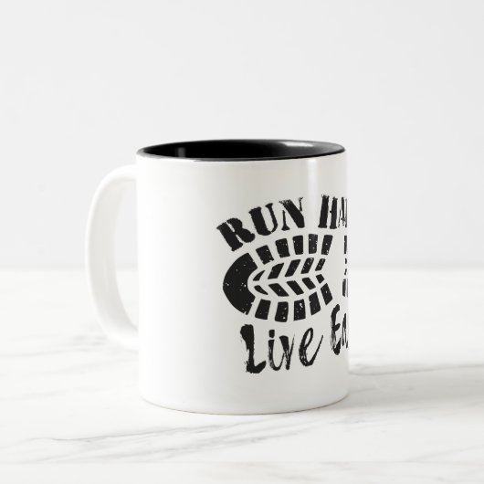 Führen Sie hart, leben Sie einfach Zweifarbige Tasse (Vorderseite Links)