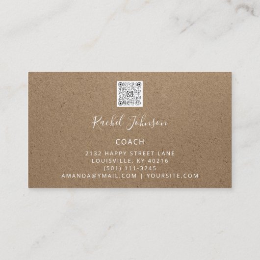 Führen Sie Sport Coach Athlete Logo Instructor QR Visitenkarte (Rückseite)