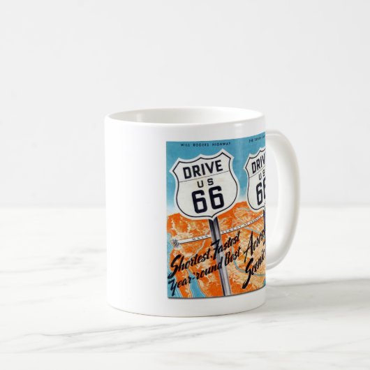 Führer-Kaffee-Tasse Antrieb US-Weg-66 Retro Kaffeetasse (VorderseiteRechts)