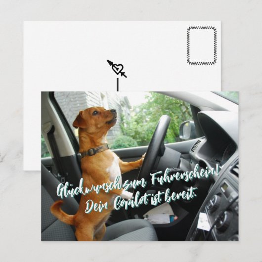 Führerschein Bestanden Glückwunsch Postkarte (Vorne/Hinten)