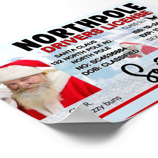 Führerschein des Weihnachtsmanns Poster (Ecke)