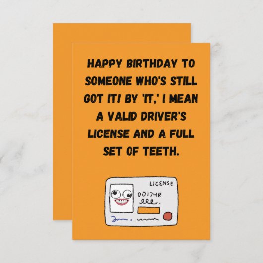 Führerschein Funny Birthday Grußkarte Einladung (Vorne/Hinten)