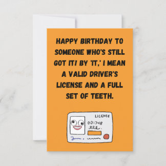 Führerschein Funny Birthday Grußkarte Einladung