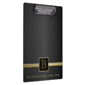 Führungskraft Black & Gold Monogram Design Klemmbrett (Rechts)