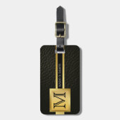 Führungskraft Black Leather & Gold Metal mit Monog Gepäckanhänger (Vorderseite vertikal)