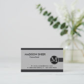 Führungskraft Black Steel Monogram Business Card Visitenkarte (Stehend Vorderseite)